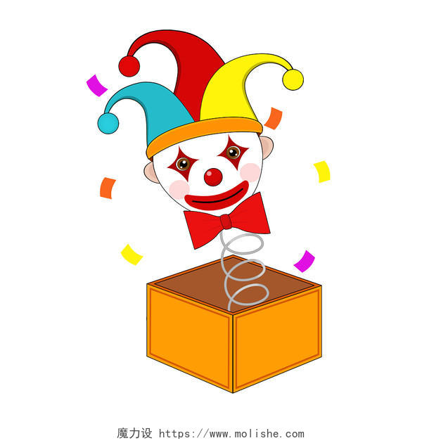 愚人节马戏团小丑娃娃玩偶音乐盒元素扁平愚人节小丑元素
